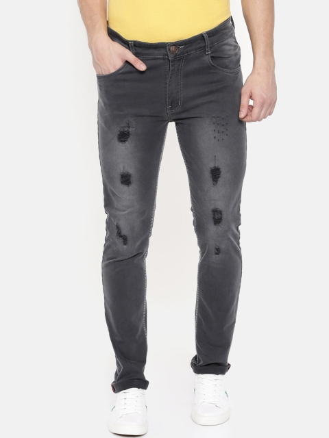 

CINOCCI Men Grey Slim Fit Mid-Rise Mildly Distressed Jeans
