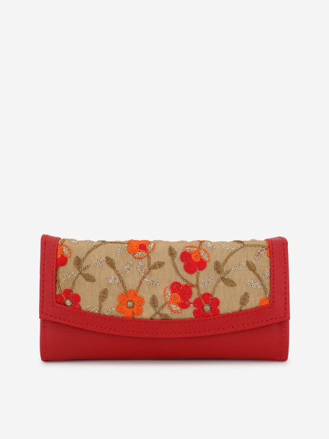 

Element Cart Red & Green Floral Embroidered Purse Clutch