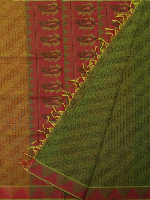

Pothys Mustard & Pink Pure Cotton Woven Design Saree