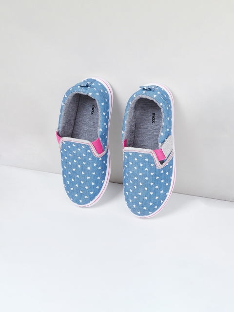 

max Girls Blue Printed Slip-On Sneakers