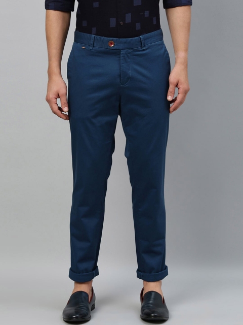 

RARE RABBIT Men Teal Slim Fit Solid Regular Trousers