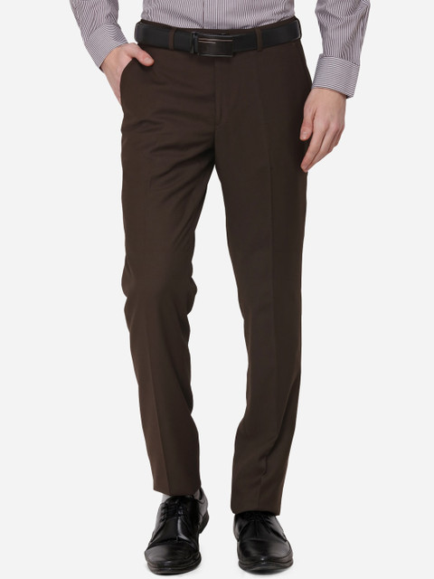 

METAL Men Brown Slim Fit Solid Formal Trousers