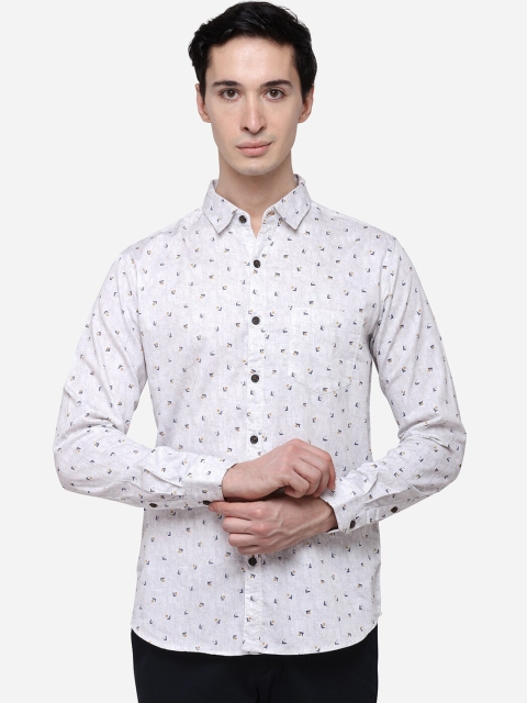

Greenfibre Men Grey & Blue Slim Fit Printed Casual Shirt