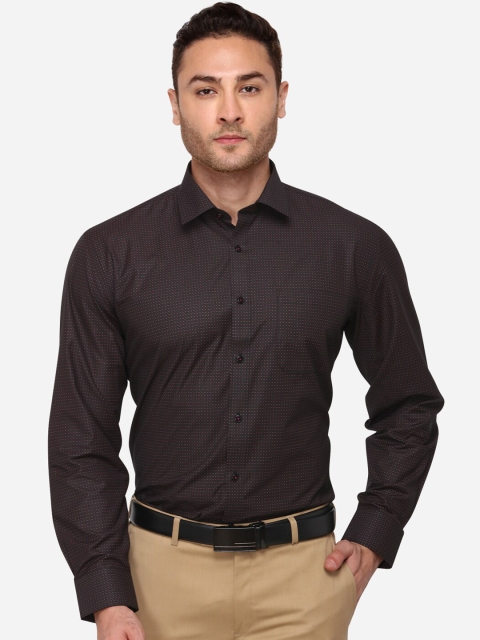 

Greenfibre Men Coffee Brown & Pink Regular Fit Printed Formal Shirt