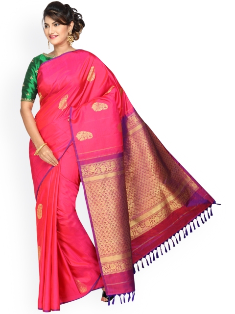 Vijayalakshmi Silks Magenta & Pink Pure Silk Woven Design Saree
