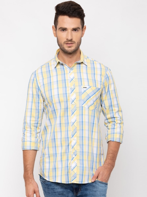 

Globus Men Yellow & Blue Regular Fit Checked Casual Shirt