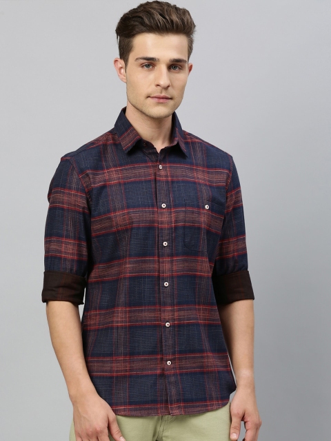 

RARE RABBIT Men Navy Blue Regular Fit Solid Casual Shirt