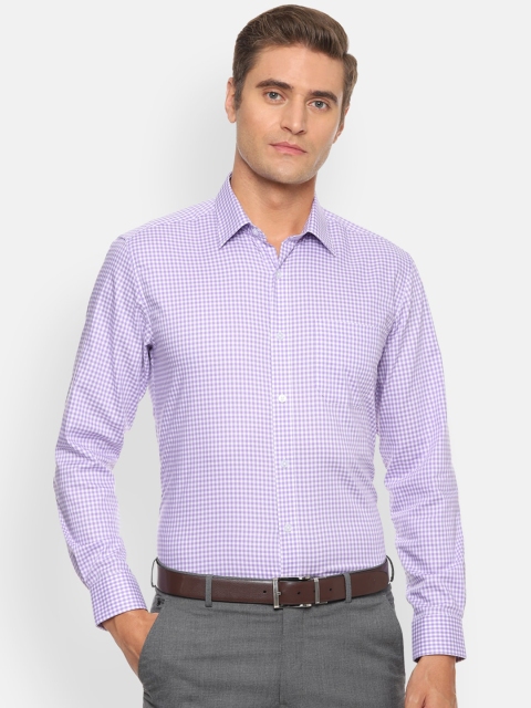

Louis Philippe Men Purple & Off-White Slim Fit Checked Formal Shirt