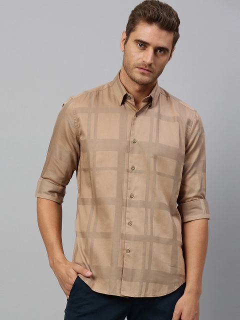 

RARE RABBIT Men Brown Regular Fit Checked Casual Shirt