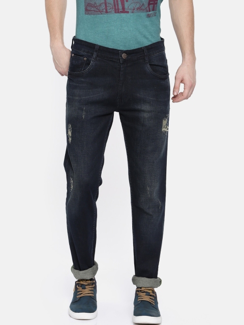 

CINOCCI Men Blue Slim Fit Mid-Rise Low Distress Jeans