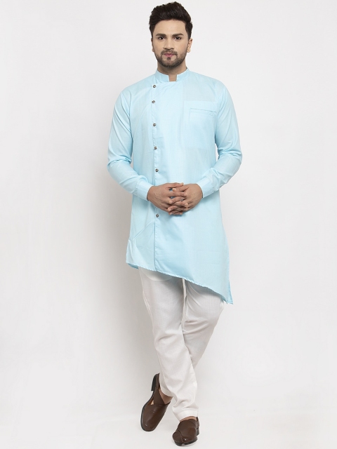 

Benstoke Men Blue Solid Kurta with Pyjamas