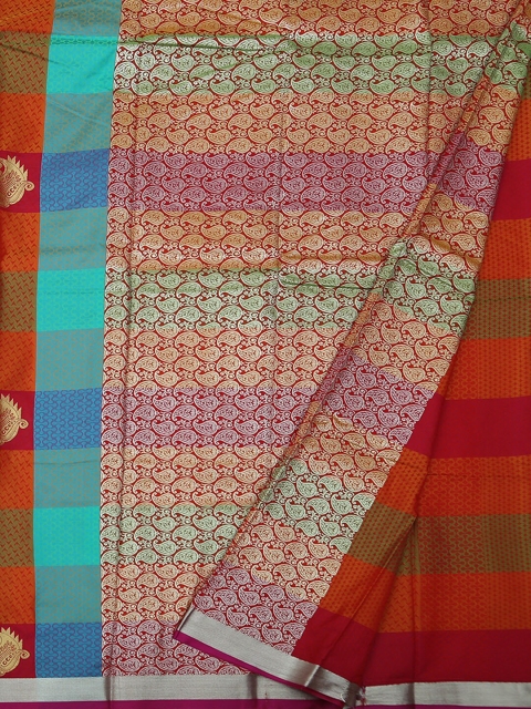 

Pothys Blue & Red Art Silk Checked Saree