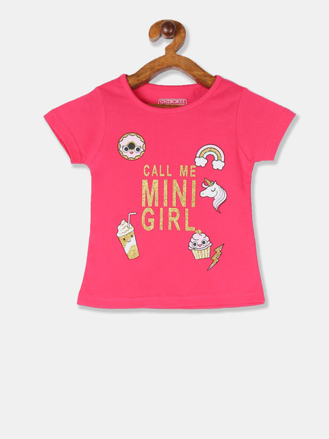 

Cherokee Girls Pink Printed Round Neck T-shirt