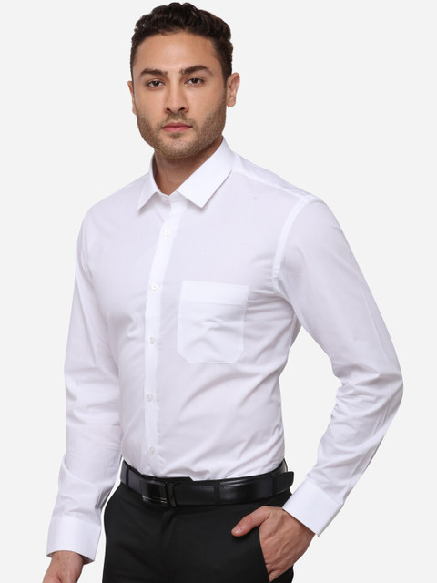 

Greenfibre Men White Slim Fit Solid Formal Shirt