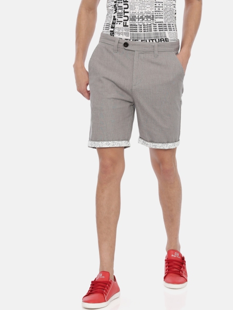 

Breakbounce Men Grey Solid Slim Fit Chino Shorts
