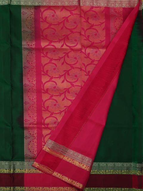 

Pothys Green & Coral Pure Silk Woven Design Saree
