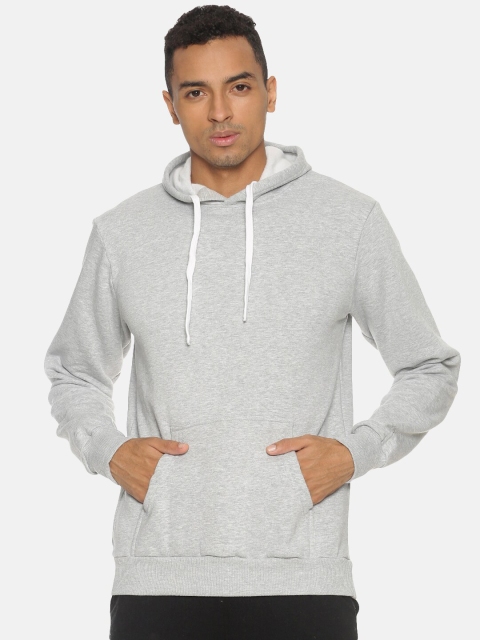 

Campus Sutra Men Grey Solid Hooded Sweatshirt