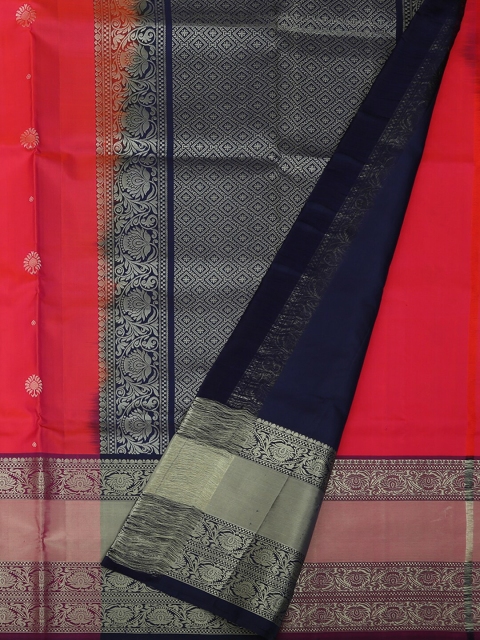 

Pothys Coral & Navy Blue Pure Silk Woven Design Saree