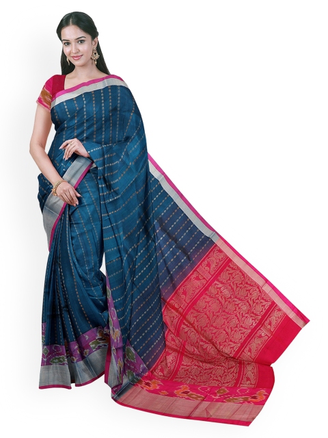 

APCO Blue Woven Design Silk Cotton Saree