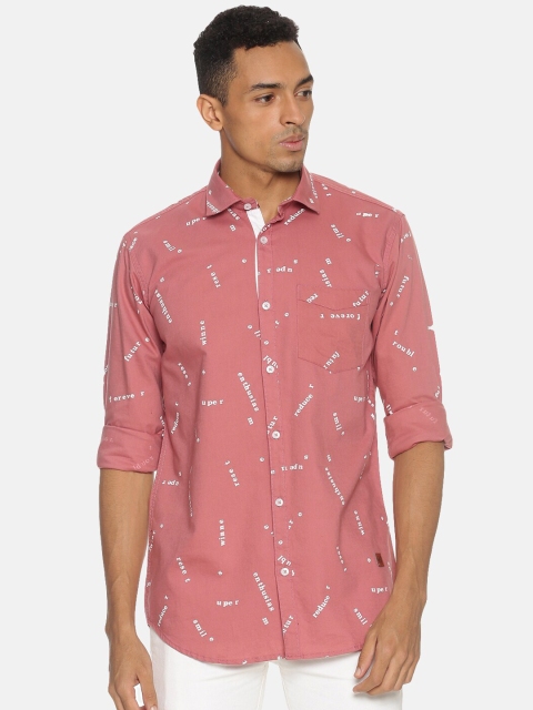 

Campus Sutra Men Pink Regular Fit Printed Casual Shirt