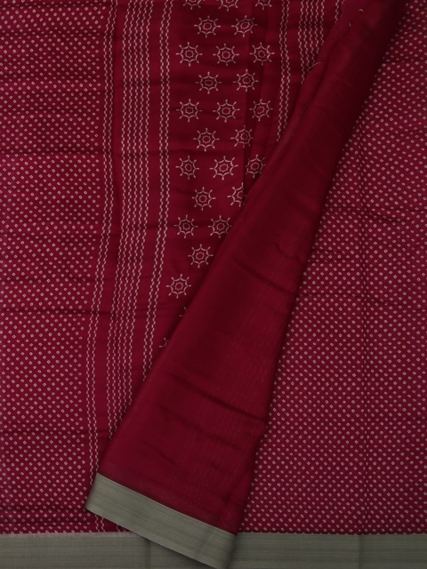 

Pothys Magenta Cotton Blend Printed Chanderi Saree
