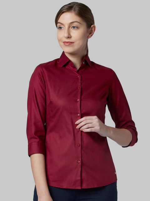 

Park Avenue Woman Women Maroon Regular Fit Solid Casual Shirt