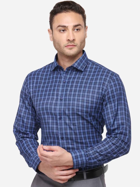 

Greenfibre Men Blue Regular Fit Checked Formal Shirt