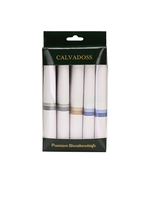 

Calvadoss Men Pack Of 5 White Solid Handkerchief Gift Set
