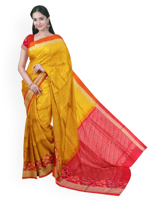 

APCO Yellow & Red Silk Cotton Woven Design Saree