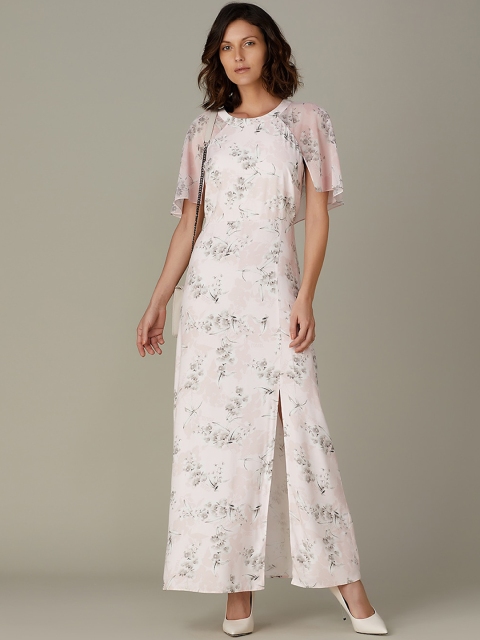 

COVER STORY by KARL LAGERFELD Women Pink Off-White Floral Printed Maxi Dress
