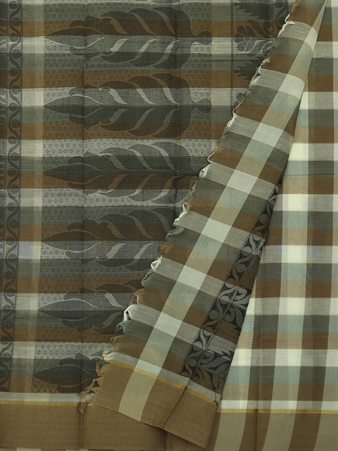 Pothys Olive Green Woven Design Polycotton Saree