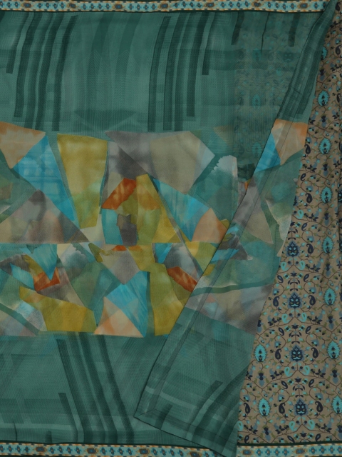 

Pothys Green & Blue Jute Cotton Printed Saree