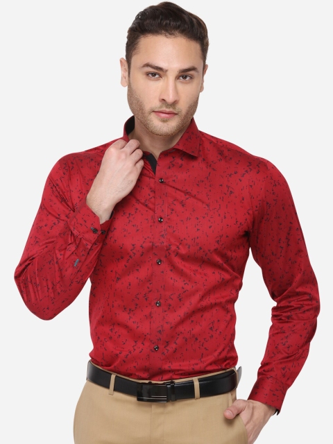 

Greenfibre Men Red Slim Fit Printed Casual Shirt