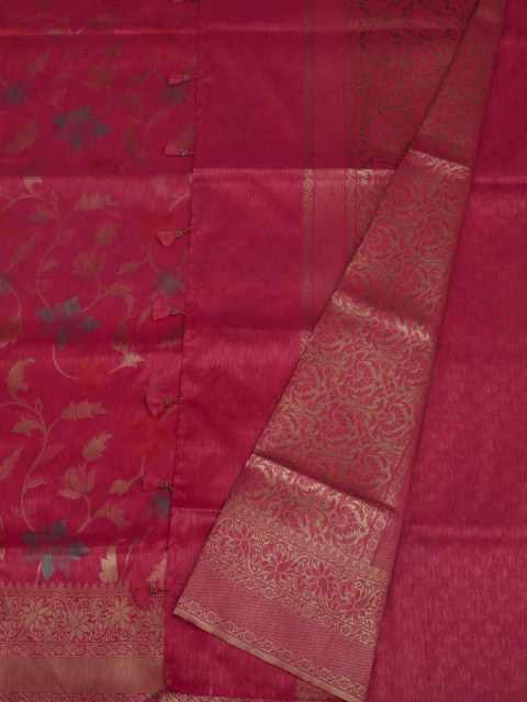 

Pothys Pink & Gold-Toned Pure Silk Printed Banarasi Saree