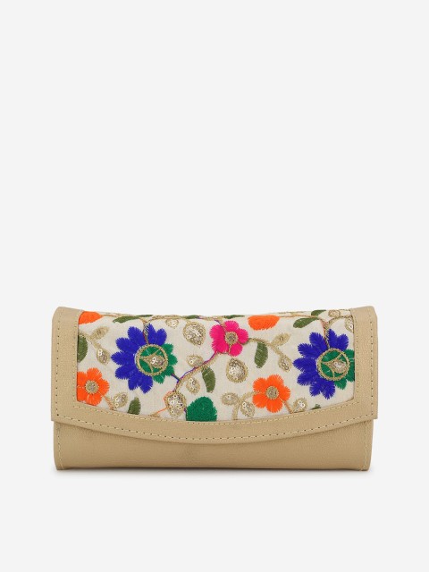 

Element Cart Beige Embroidered Purse Clutch