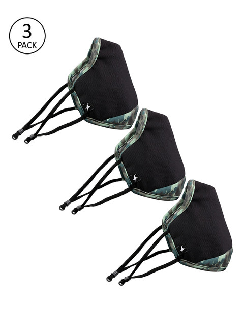 

Fastrack Unisex Black Printed 3 Pcs Reusable 4-Layer Cloth Masks