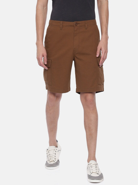

Breakbounce Men Brown Solid Slim Fit Cargo Shorts