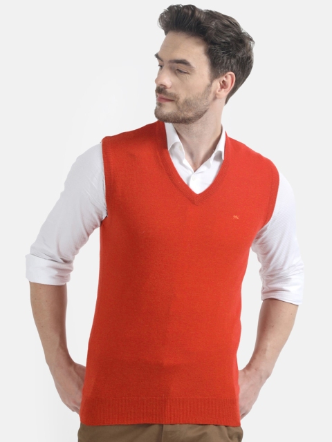 

Monte Carlo Men Orange Solid Sweater Vest