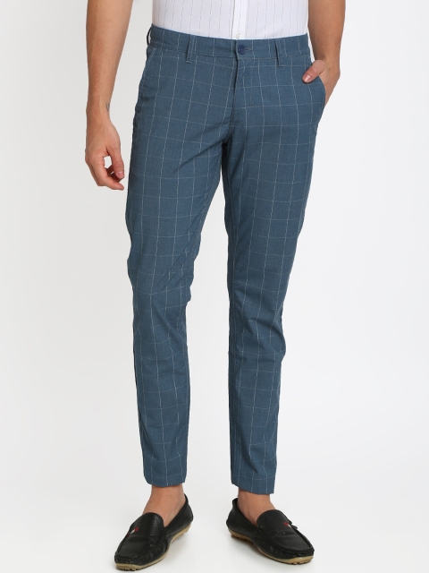 

Crocodile Men Blue Smart Slim Fit Checked Chinos