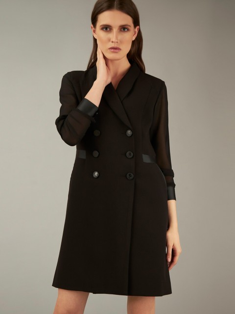 

COVER STORY by KARL LAGERFELD Women Black Solid Blazer Dress