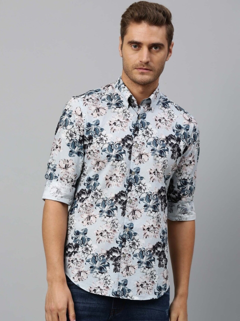 

RARE RABBIT Men Blue Regular Fit Printed Casual Shirt