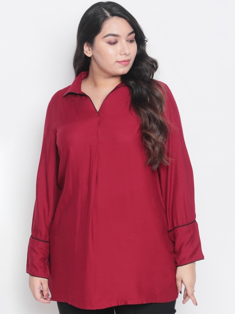 

Amydus Women Red Solid Shirt Style Top