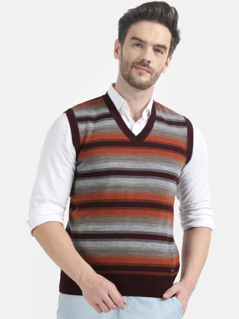 

Monte Carlo Men Brown Striped Pullover Sweater