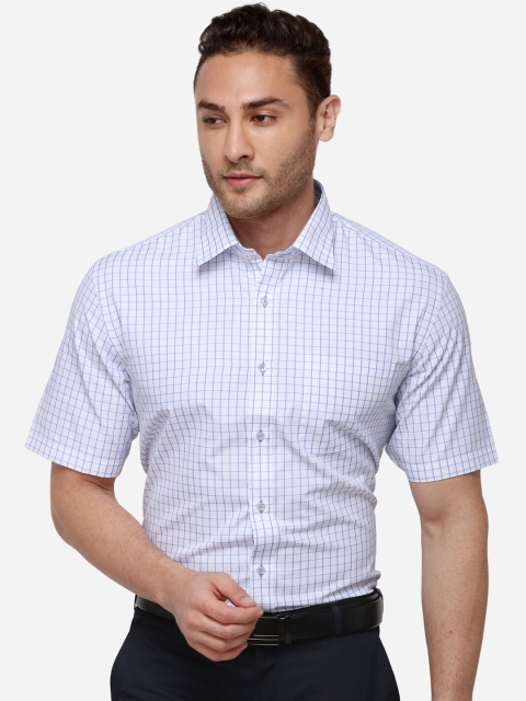 

Greenfibre Men White & Blue Checked Formal Shirt