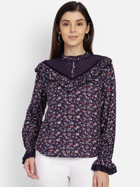 

Yaadleen Women Navy Blue Printed Top