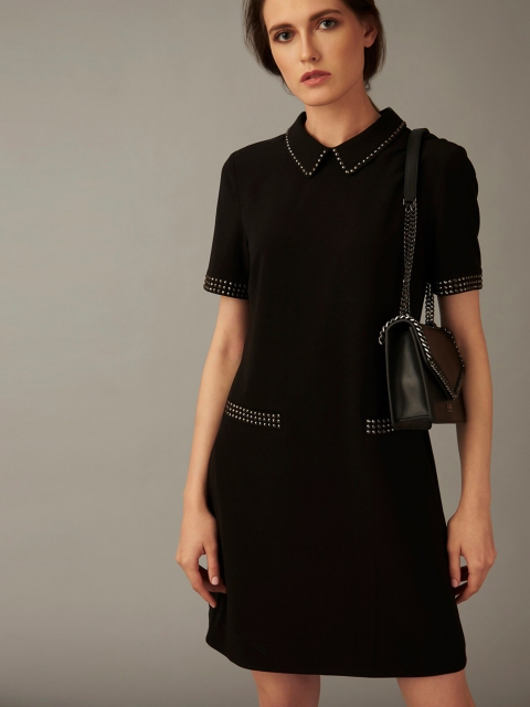 

COVER STORY by KARL LAGERFELD Women Black Solid Sheath Dress