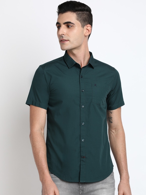 

TED HARBOR Men Green Slim Fit Solid Casual Shirt