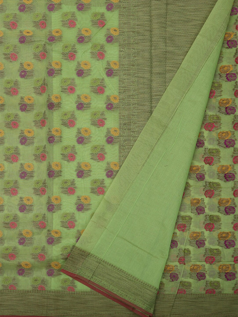 

Pothys Green & Yellow Jute Cotton Woven Design Saree