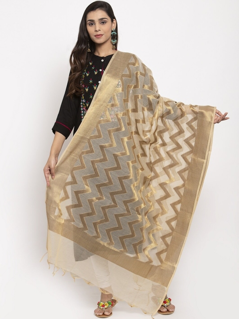 

LOOM LEGACY Gold-Toned Woven Design Dupatta