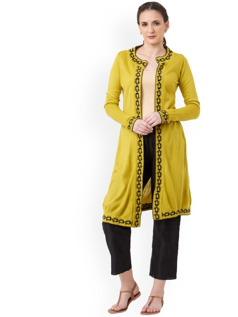 

IMARA Women Mustard Yellow Printed Tailored Jacket